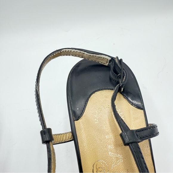 Vintage Chanel Patent Lambskin Black Leather CC Logo Ankle Buckle Slingback Heel - Picture 5 of 11